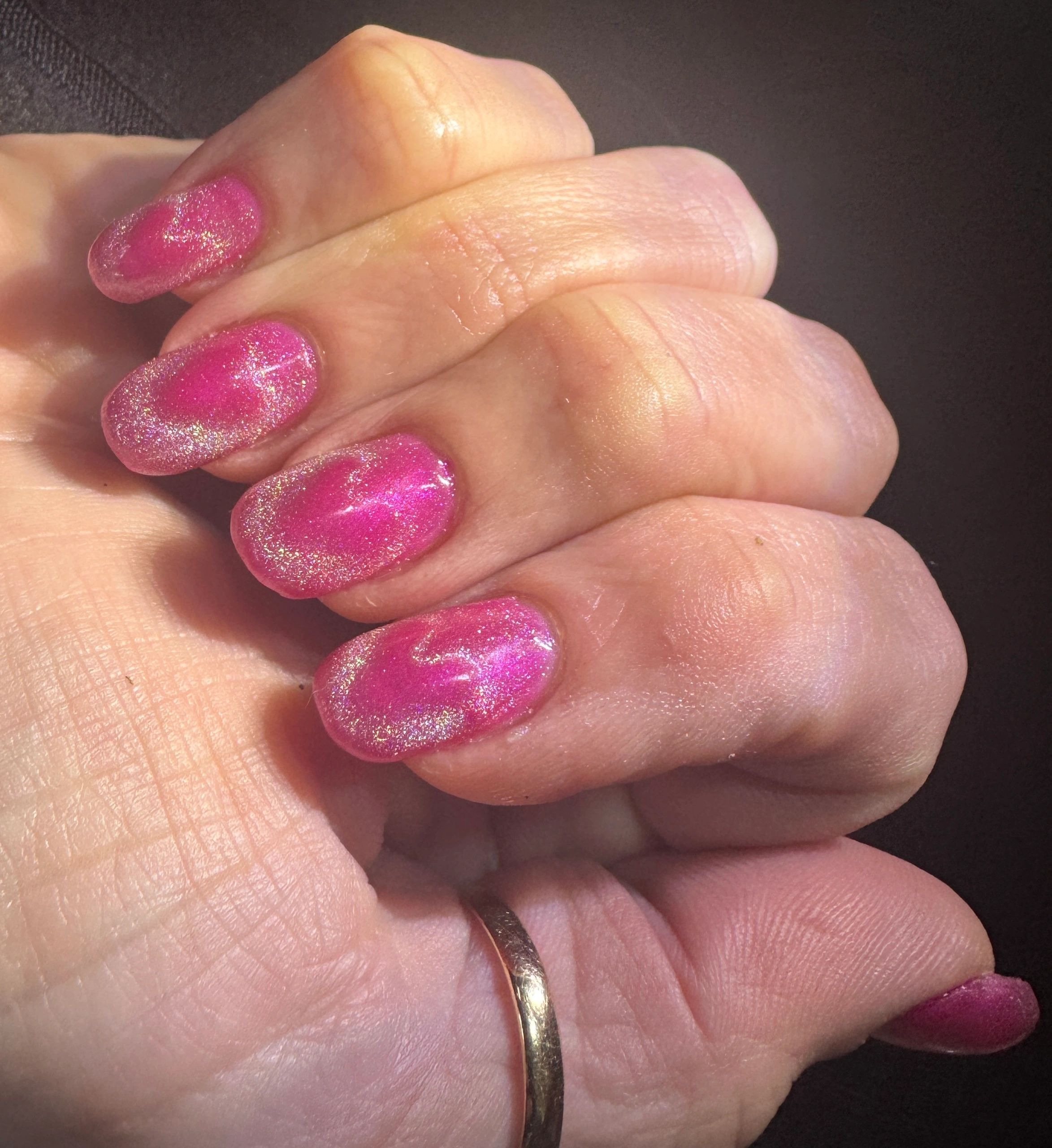 Pink glitter manicure