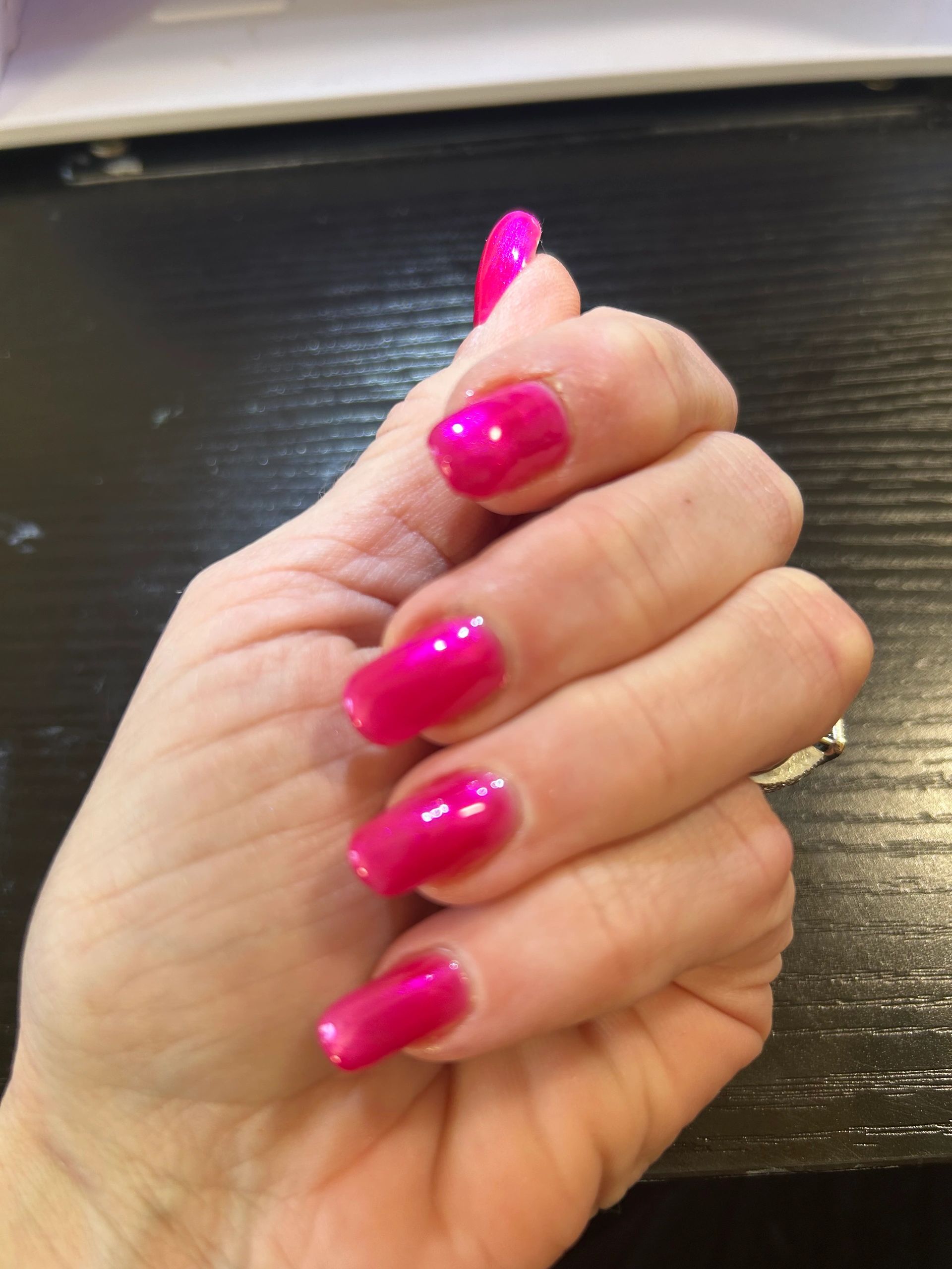 Hot pink rhinestone nail art