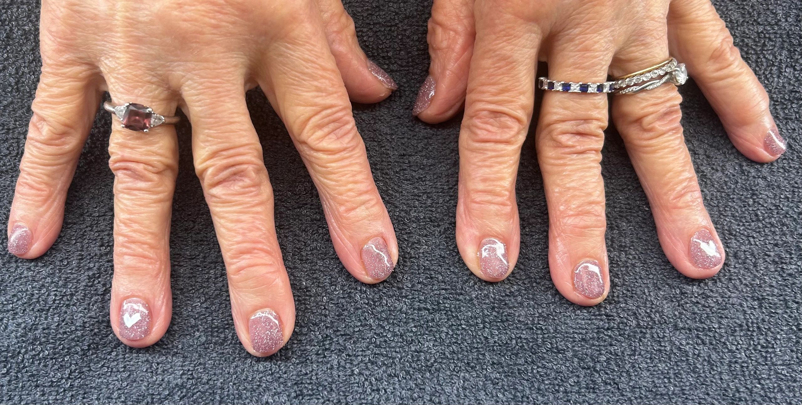 Pink rose glitter nails